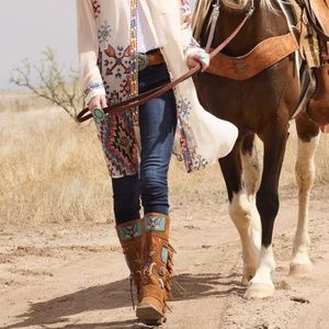 NEW! Double D Ranch AMERICAN ASSEMBLAGE BEADED BOOTS Size 7 1/2